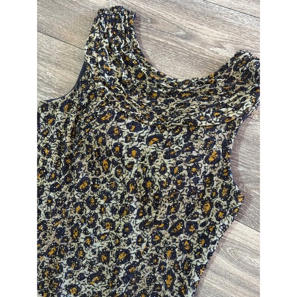 Vintage Andretta D. SILK Beaded Sleeveless Padded Blouse Draped Neck Swoop Large - Picture 2 of 8